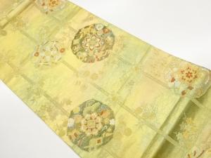 引箔華文に花鳥・宝模様織出し袋帯